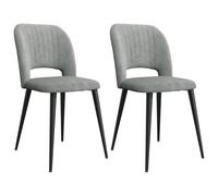 Set of 2 Modern Gray Velvet Dining Chairs with Metal Legs Upholstered Kitchen Chairs for Living Room Bedroom Restaurant and Reception Areas