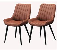 Set of 2 Modern Leather Dining Chairs Metal Legs Comfortable Cushions & Backrest for Living Room Bedroom Office Reception Area (Black & Red)