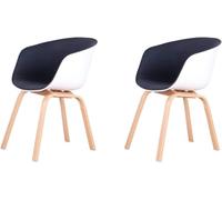 Set of 2 Modern Scandinavian Dining Chairs Ergonomic Upholstered Seat with Beech Legs Stylish Kitchen Dining Room Living Room & Bedroom Furniture (Dark Gray)