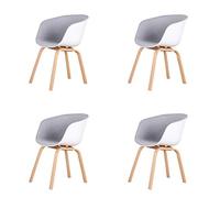 Set of 2 Modern Scandinavian Dining Chairs Padded Seat with Beech Legs Stylish Grey Green Upholstered Chairs for Kitchen and Living Room Decor