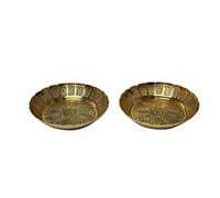 Set of 2 Nakshi Plate Decorative Brass Indian Traditional Festival Laxmi Poojan New year Decorations Prasad Plate Katori for Pooja Pooja Utensils Item Articles ( Size 4" Diameter) Patra ( Katori)
