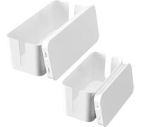 Set of 2 Plastic Cable Storage Boxes, Electrical Cable Storage Box with Lid, Cable Management Box, Medium and Small, White