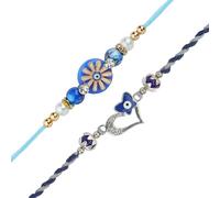 Set of 2 Rakhi for Brother Rakhi Thread Bracelet for Bhai Bhabhi Bhaiya veera Raksha Bandhan Set Dora Bracelets with Rakhi Card gift Pack for Brother Sister Indian Traditional Raksha Bandhan Festival