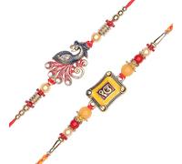 Set of 2 Rakhi for Brother Thread Bracelet for Bhai Bhabhi Bhaiya veera Raksha Bandhan Dora Set Bracelet with Rakhee Gift Card Pack for Brother Sister Indian Traditional Raksha Bandhan Festival