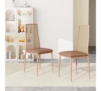 Set of 2 Rattan Dining Chairs with Backrest Comfortable Kitchen Chairs Cane Seating Versatile Accent Chairs Wood Color B Perfect for Dining Room & Living Space