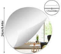 Set Of 2 Round Acrylic Non-Glass Mirror Plate Round Self-Adhesive Round Mirror Wall Stickers For Home, Living Room, Bedroom Decor (24 X 24 Cm)