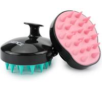 Set of 2 Scalp Massage Brush with Soft Silicone Bristles,Scalp Exfoliating Anti-Dandruff & Stimulates Growth,Dry Use,Wet Hair,Black-Green & Black-Pink