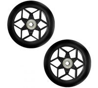 Set Of 2 Scooter Wheels 110 Mm, Replacement Scooter Wheel With Abec 9 Bearings, For Most Scooters, Rocking Cars, Extreme Cars (Black)