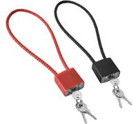 Set Of 2 Steel Rope Padlocks With Keys,Reinforced Long Hook Padlock With 3 Keys,Lock For Suitcase,Gate,Bike,Gym,Locker (Black,Red)