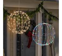 Set of 2 Twinkle Orbs Battery Operated,Christmas LED Light Globe,Outdoor Hanging Ball Lights with Hooks,Waterproof Folding Globe Fairy Lights,for Garden,Patio,Indoor (Mix, 50 * 50cm/19.69 * 19.69in)