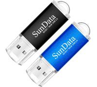 Set of 2 USB 2.0 Flash Drive 16 GB Pendrive Data Storage with LED Light (2 Colours: Black Blue)