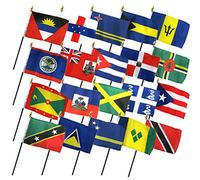 Set of 20 Caribbean Countries 4"x6" Desk Table Stick Flag (No Bases)