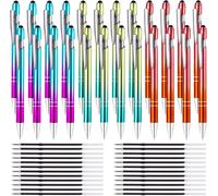 Set Of 24 2-In-1 Metal Ballpoint Pens With 24 Leads - Retractable Pens - Black Ink - For Touch Screen, Daily Work, Writing, Office Supplies