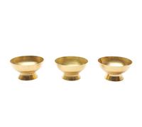 Set of 3 Decorative Pooja Bowls Multipurpose small Brass Katori Prasad Bowls Karwachauth pooja articles Indian Traditional Festival Diwali Decorations Housewarming Puja Items(Size:- 2" X 1")(Golden)
