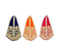 Set of 3 Decorative Puja Cloth Chunari Pooja Chunar God Ganesh Dupatta Pooja Item Article for Indian Traditional Festival Decoration for Statue Frame Idol Temple(Size:-6" X 3")(Blue,Pink,Orange)
