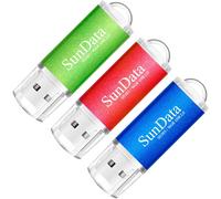 Set of 3 USB 2.0 Flash Drive 16 GB Pendrive Data Storage with LED Light (3 Colours: Blue, Green, Red)