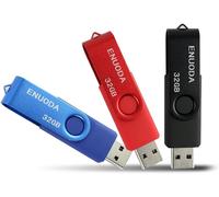 Set of 3 USB Flash Drives 32 GB USB 2.0 Flash Drive Storage Rotating Memory Stick,Mixed Colour: Red,Black,Blue