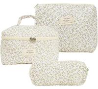 Set of 3 Women's Quilted Toiletry Bag, Makeup Storage Pouch, Large Capacity Toiletry Bag, Travel Cosmetic Bag, Women's Makeup Bag, Pink, Fashion.