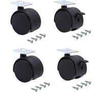 Set Of 4 50 Mm Twin Wheels With Turntable (2 With Brake + 2 Without)