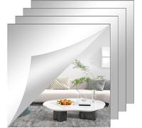 Set Of 4 Acrylic Mirror Adhesive Mirrors For Bathrooms, Bedrooms, Doors Etc. (30 X 30 Cm)