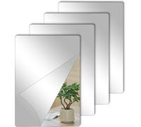Set Of 4 Adhesive Wall Mirrors - Flexible Acrylic Adhesive Mirrors 30 X 20 Cm - Mirror Sticker For Bathroom, Living Room, Bedroom And Door