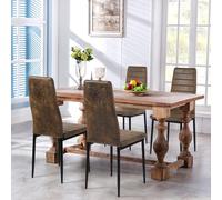 Set of 4 Brown Velvet Industrial Dining Chairs - Stylish & Comfortable for Home Restaurant Café Office - Easy Assembly Perfect for Living Room & Dining Room