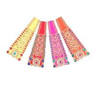 Set of 4 Decorative Puja Cloth Chunari, Pooja Chunar God Ganesh Dupatta Pooja Items Articles for Indian Traditional Festival Decoration for Statue Frame Idol Temple(Size:- 6 inches X 2 inches)