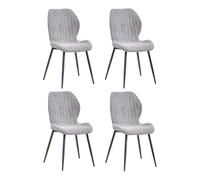 Set of 4 Dining Chairs Linen Kitchen Chairs with Black Metal Legs High-Density Foam Cushion Stylish & Comfortable Perfect for Dining Room & Kitchen - Gray