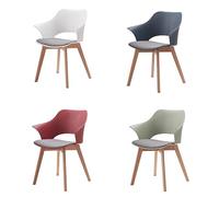 Set of 4 Dining Chairs Solid Wood Legs Upholstered Office Chairs with Armrests Stylish Fabric in Green Red White Blue - Modern Furniture for Home & Office
