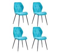 Set of 4 Dining Chairs Upholstered Linen Fabric High-Density Foam Cushions Stylish Peony Blue Perfect for Dining Room and Kitchen Comfortable & Durable