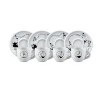 Set Of 4 Espresso Cups Bialetti Carousel Porcelain 4x 50 Ml White