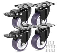 Set of 4 Furniture Casters TPE 50 mm-Swivel with Brake,Silent and Stable,Load Capacity up to 160 kg-Ideal for Furniture Transport and Industrial Use,Includes 16 Screws