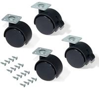 Set of 4 furniture wheels with brake, diameter 40 mm, height 55 mm, swivel castors model with assembly plate