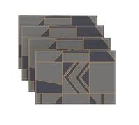 Set of 4 Geometric Linen Placemats Heat-Resistant Stain-Proof Washable Table Mats for Dining & Kitchen Decor Set de Table en Silicone Lavable