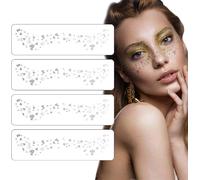Set Of 4 Gold Glitter Tattoos, Face Glitter Makeup Patches, Cute Glitter Makeup Accessories For Women, For Party/Carnival/Festival/Christmas(Silver), A, A
