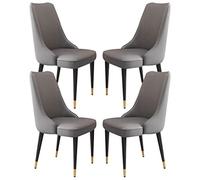 Set of 4 Kitchen Dining ChairsMicrofiber Leather Sturdy Carbon Steel Legs Ergonomic Lounge & Study Chairs Cement Grey Orange Modern Home Decor (Cement Grey Golden Leg)