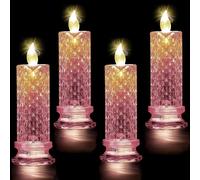 set of 4 led crystal candle lights, bougies chauffe-plat led et bougies,fausses bougies électriques en cristal,fausse bougie flamme vacillante, pour Halloween,es mariages,les fêtes de Noël-4pcs-B