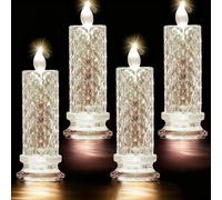 set of 4 led crystal candle lights, bougies chauffe-plat led et bougies,fausses bougies électriques en cristal,fausse bougie flamme vacillante, pour Halloween,es mariages,les fêtes de Noël-4pcs-A