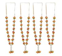 Set of 4 Mala Artificial Flower Mala Ribbon Garland for Idol-Beads for God Statue Accessories Pooja Sringar Articles Ornament for Indian Traditional Ganesha Festival(Size:-9")(White,Multicolour)