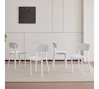 Set of 4 Modern Dining Chairs Breathable Hole Design Ideal for Dining Room Living Room Bedroom Reception Area - White Color Stylish & Comfortable