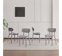 Set of 4 Modern Dining Chairs Breathable Hole Design Stylish for Dining Room Living Room Bedroom Reception Area - Gray Upholstered Chairs