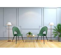 Set of 4 Modern Velvet Dining Chairs Upholstered with Cut-Out Backrest and Metal Legs Stylish Accent Chairs for Living Room Kitchen Bedroom - Green (Green 04)