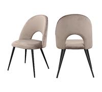 Set of 4 Modern Velvet Dining Chairs with Cut-Out Backrest & Metal Legs Upholstered Kitchen Chairs for Living Room Dining Room Bedroom - Green (Gray 02)