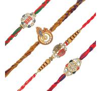 Set of 4 Rakhi for Brother Rakhi Thread Bracelet for Bhai Bhabhi Bhaiya veera Raksha Bandhan Set Dora Bracelets with Rakhi Card gift Pack for Brother Sister Indian Traditional Raksha Bandhan Festival