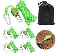 Set Of 4 Ratchet Ropes,4 Reflective Tension Ropes With Adjustable Rope Tensioners,Ratchet With Hooks,For Tent Clothesline,Camping Tarpaulin