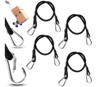 Set Of 4 Rubber Bungee Corners With Carabiner 60 Cm Black Extra Strong Rubber Bungee Cord For Bicycle Camping