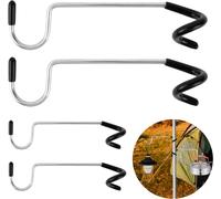 Set Of 4 S Shape Camping Lantern Holders-Universal Hanging Hooks-Black-Stainless Steel-Diameter 13mm
