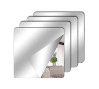 Set of 4 self-adhesive tile mirrors, 15 x 15 cm acrylic mirror, school mirror, flexible mirror films, mirror stickers for wall, school, home, living r