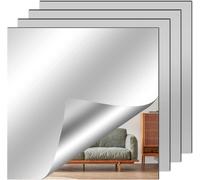 Set Of 4 Self-Adhesive Wall Mirrors, 20 X 20 Cm Frameless Mirrors, Acrylic Mirror Sheet For Bathrooms, Bedrooms