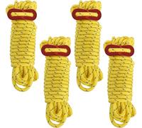 Set Of 4 Tent Ropes,4 M Length Camping Guy Ropes,4 Mm Diameter Reflective Tent Rope,Paracord With Reflective Cord,For Camping,Hiking,Awning,Tents (Yellow)